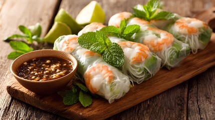 Delicious Vietnamese Summer Rolls with Shrimp and Peanut Sauce