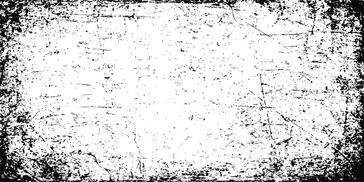 Abstract black and white grunge texture background with dirty splash ink design pattern illustration for old vintage paper wall frame border art vector effect
