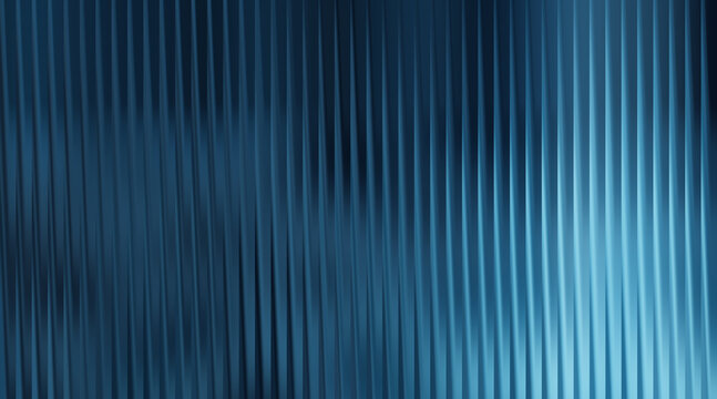 Abstract blue ribbed glass texture background with soft light