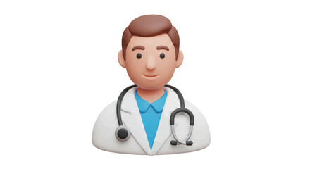 Fototapeta premium 3D Rendered Cartoon Doctor with Stethoscope and White Coat.