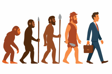 PrintHuman evolution from ape to modern businessman