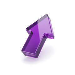 Purple arrow symbol in a 3D glossy design on white background  
