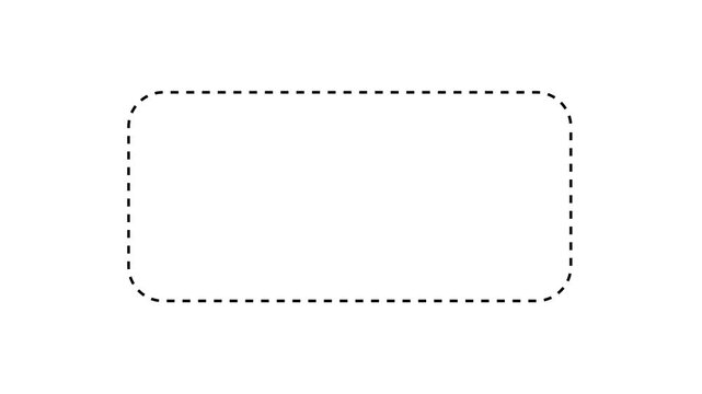 Dotted line square frame animation on white background. Animation of a dotted line path from left to right point. border frame dotted line animation isolated on white screen.