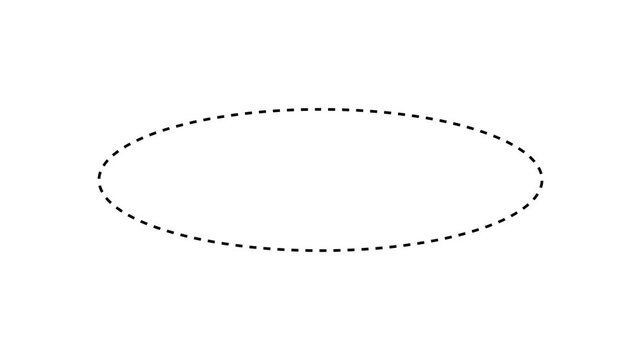 Dotted line flat circle frame animation on white background. Animation of a dotted line flat circle path from left to right point. flat circle frame dotted line animation isolated on white screen.