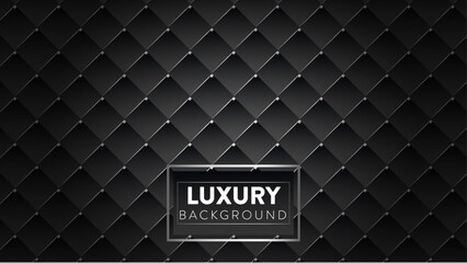 Obraz premium Black Luxury Quilted Seamless Pattern Background. Dark sophisticated geometric texture with a diamond or leather upholstery look. Perfect for premium, elegant, and exclusive designs.