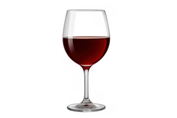 Red wine presenting in glass with transparent background