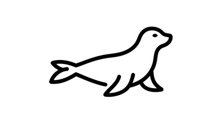 Simple Black Outline Illustration of a Seal in Profile. © Rizal
