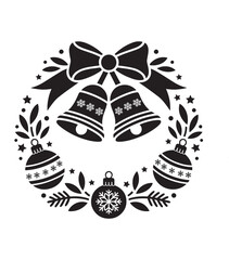 Christmas Wreath with Bells, Ornaments, and Holiday Decorations