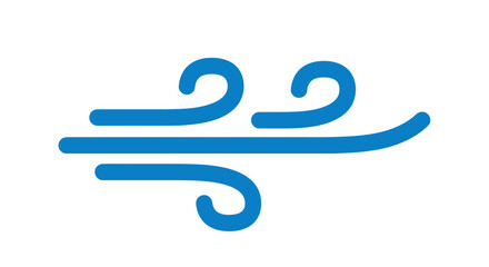 Fototapeta premium Stylized Blue Wind Icon with Swirling Gusts.