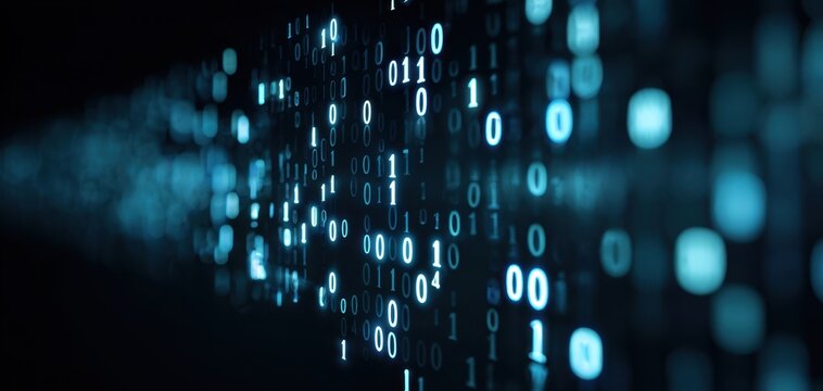 The Neon Binary Data Stream Illuminating a Quiet Digital Landscape of Information