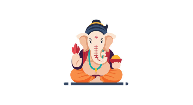 Vibrant illustration of Lord Ganesha the elephant-headed Hindu deity sitting in a traditional pose.