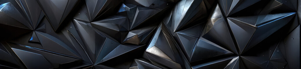 Dark abstract geometric background with sharp metallic polygons
