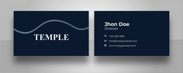 Professional Silver and dark Blue Business Card template. Elegant Blue Corporate Card. Navy Minimal Business Card