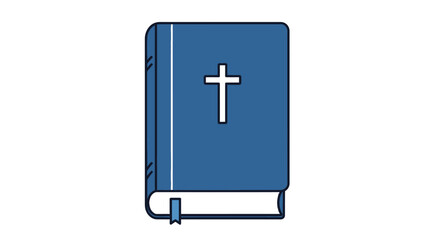 Fototapeta premium Blue Holy Bible with White Cross and Bookmark.