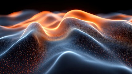 Fototapeta premium Abstract Fluid Waves of Light in Orange and Blue Tones