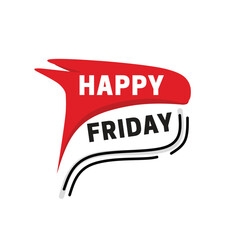 Happy friday label art graphic banner isolated white background. Vector message colourful design for social banner or web.