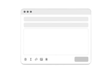 Email message blank window template. Internet mail frame user interface for composing a message. UI web panel for sending email. Vector illustration for newsletter or contact form.