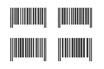 Barcode set vector collection. Universal product scan code for retail and marketing. UPC symbol for price, data, and inventory tracking. Identification label illustration.