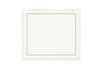 Blank postage stamp vector illustration. Clean and empty stamp template with perforated border for mail and letters. Retro post office icon isolated. Mail art frame design.