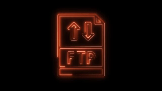 Neon ftp icon animation internet connection protocol data transfer process file sharing