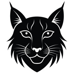 Obraz premium Lynx Head Silhouette in Flat Black Vector Minimal Style