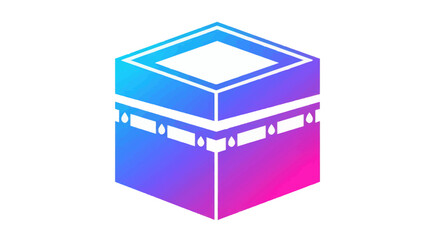 Isometric Illustration of the Kaaba with Gradient Colors.