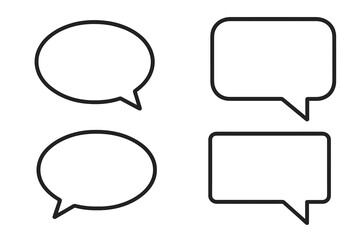 Fototapeta premium Speech bubble icon set. Chat box, message, or comment symbol collection. Simple black outline vector illustration for communication, dialogue, and discussion concepts. Isolated.