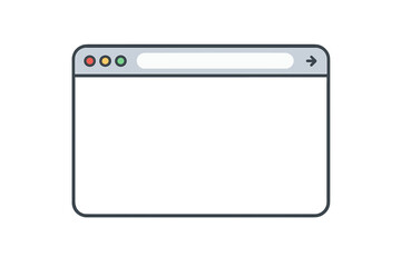 Simple browser window in flat design style. Web browser mockup for website frame or web page. Blank screen template for UI UX design. Internet page vector illustration.