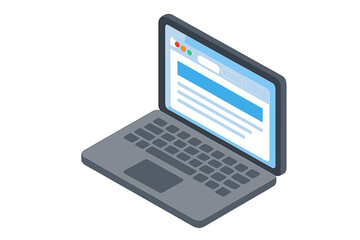 Laptop isometric with browser window. Web browser in flat style. Window concept internet browser. Mockup screen design for website. UI UX template. Vector illustration.