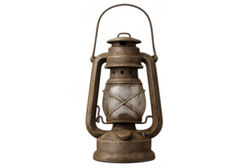 Old rustic oil lantern illuminating with vintage style