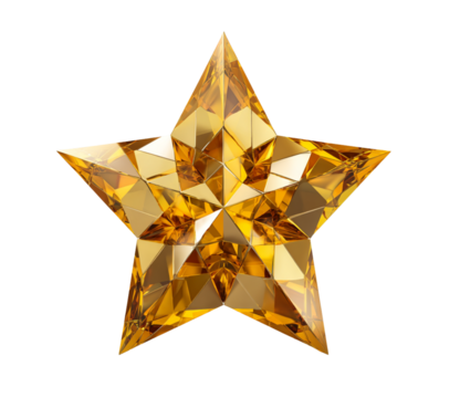  3D golden Star with Angled Shine, Side Perspective, isolated on transparent background - Powered by Adobe