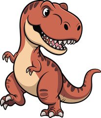 Cheerful cartoon T-Rex dinosaur, charming playful, vector art, child-friendly, prehistoric character, stock illustration design, fun dino drawing, cute monster