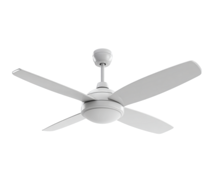  Ceiling Fan with Three Blades, Bottom-Up Angle, isolated on transparent background