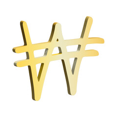 3d won currency symbol. Single element for design