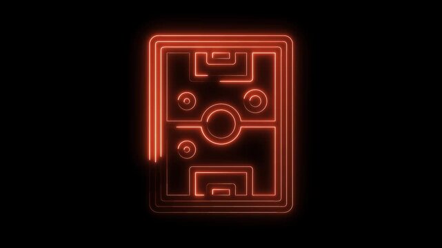 Neon soccer field orange glow futuristic sport concept animation loopable background