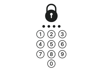 Passcode lock interface for lock screen, login page, or password entry. Vector illustration of phone ID recognition, screenlock with numbers keypad, secure pin code display.