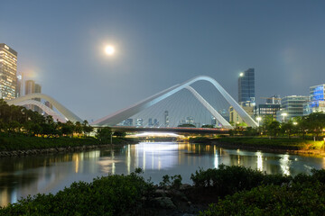 Night View of Guiwan River in Guiwan Park, Qianhai, Shenzhen City, Guangdong Province
