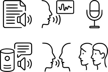Speech Synthesis and Voice Cloning Vector Icon Set