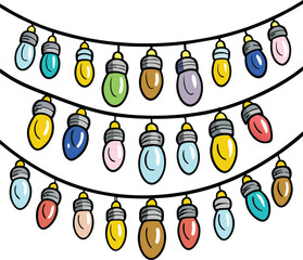 Colorful String Lights Garland Illustration Festive and Cheerful Decoration for Celebrations and Events