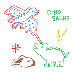 kids drawing scribble dinosaur illustration