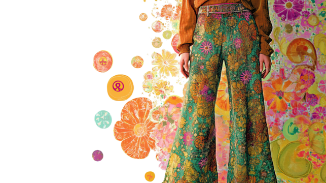 70s adult bohemian style collage on transparent background - Powered by Adobe