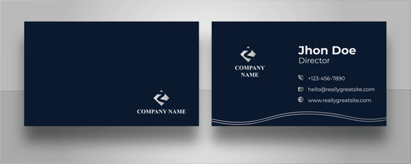 Creative Corporate Business Card Design. Blue Minimal Business Card Design. Executive Navy Business Card Template