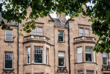 Traditional Stone Tenement Building in Edinburgh Scotland