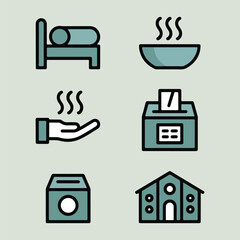 Solid color vector illustration for World Homeless Day, showing empathy, charity, social change, homeless support, urban aid, community help, and awareness campaigns