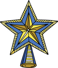 Festive Holiday Cheer A Classic Blue and Gold Christmas Tree Topper Adding Sparkle and Charm to the Festive Season