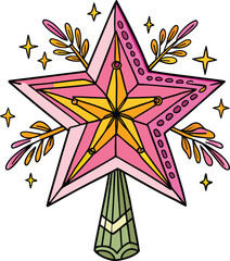 Whimsical Christmas Tree Topper Festive Star with Ornate Details and Sparkling Accents Holiday Season