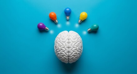 Illustrating the power of innovative thinking and diverse ideas radiating from a conceptual human brain inspiring creativity and new solutions