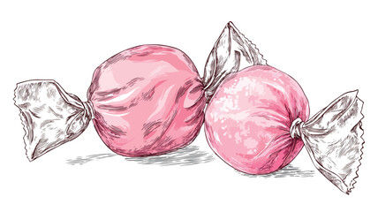 Colorful Bubble Gum and Wrappers Vector Art Food Illustration