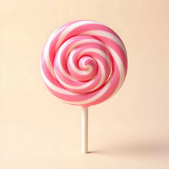 Vector art of pink and white spiral lollipop