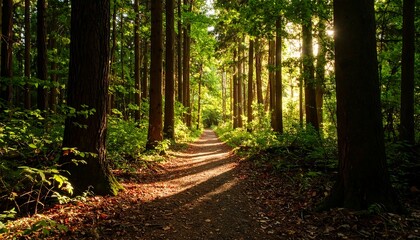 Obraz premium Sunlit forest path (6)